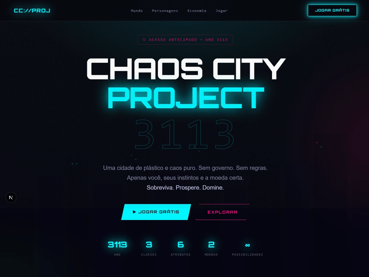 Chaos City public landing page