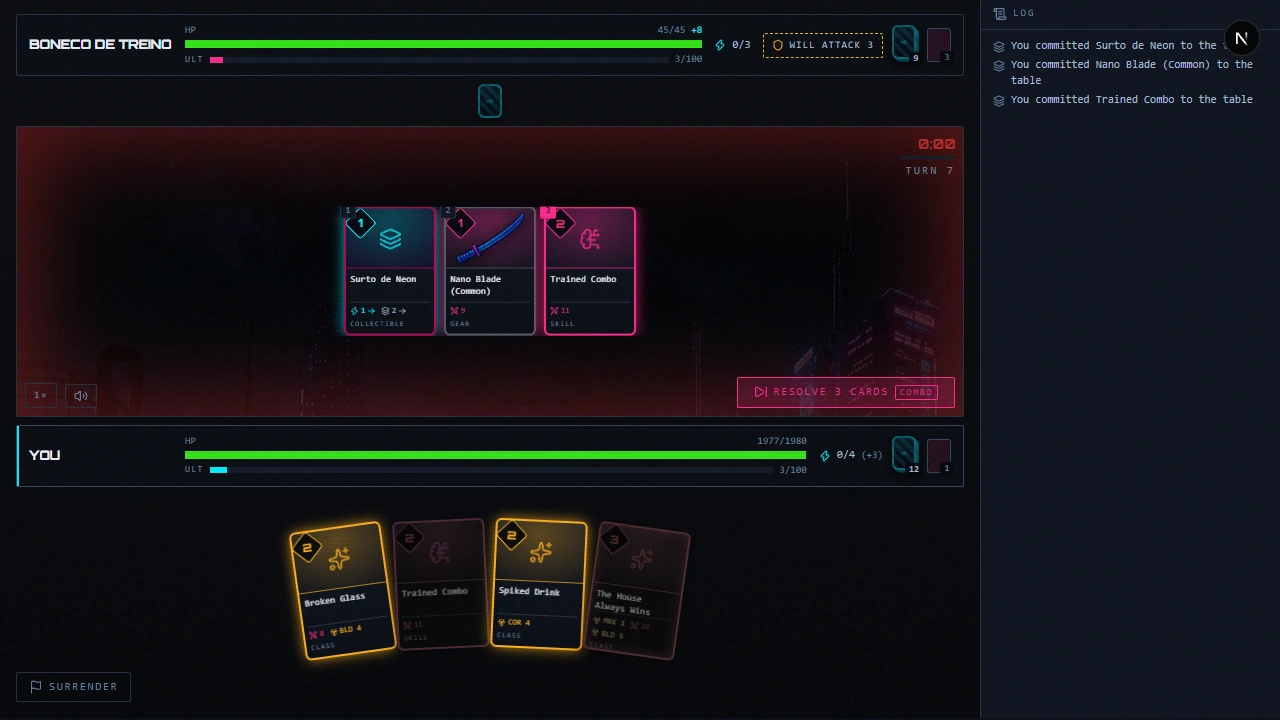 Three cards committed