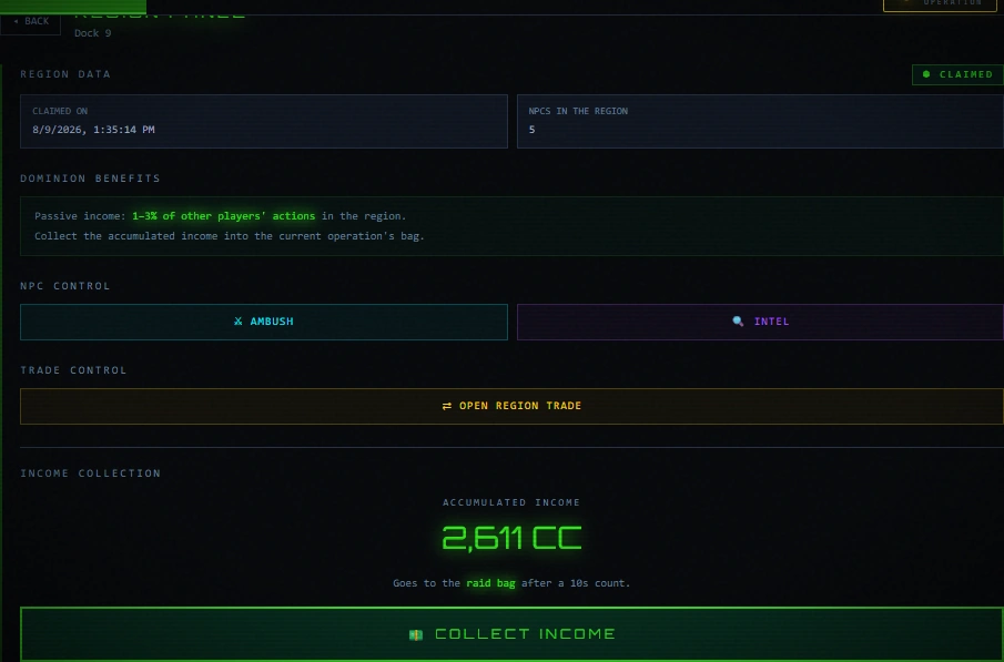 Region control panel
